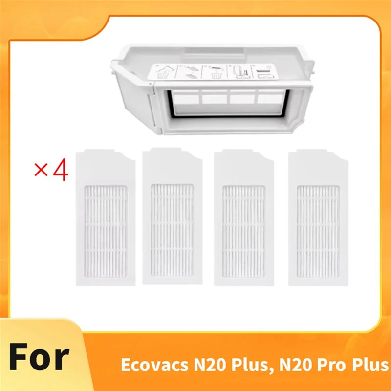 صندوق غبار AC39-Box للمكنسة الكهربائية الروبوتية Ecovacs N20 Plus وN20 Pro Plus مع 4 مرشحات - متضمنة الملحقات