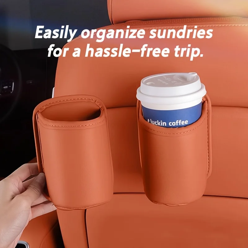 

PU Leather Car Cup Holder, Vehicle Water Cup Clip, Multifunctional Storage Box, Car Organizer Box, Used for Organizing