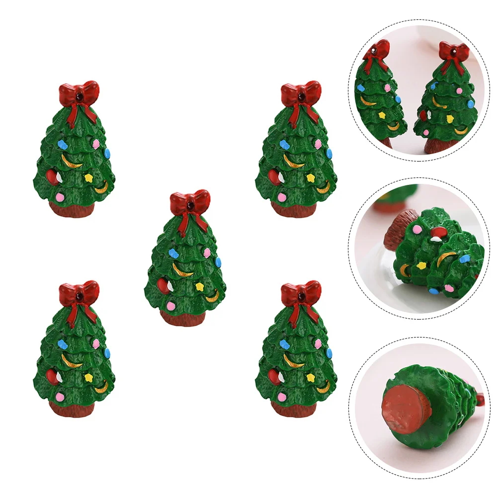

5Pcs DIY Resin Christmas Tree Accessories Small Xmas Tree Pendant Stylish Mini Keychain Decoration Gifts DIY Charm Pendant
