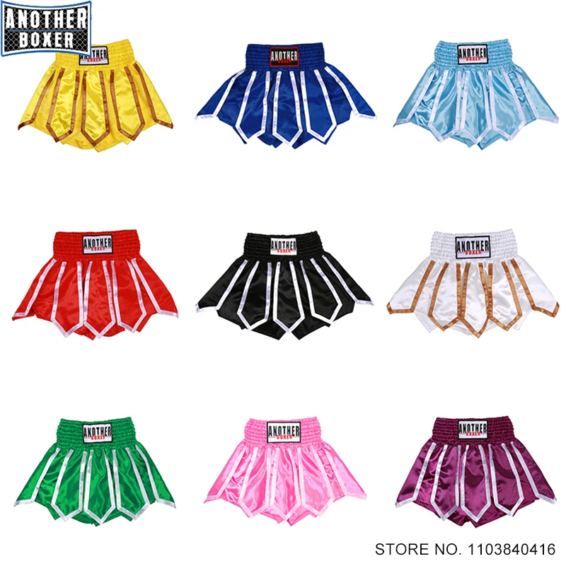 

High Quality Muay Thai Shorts Lotus Ribbons Short Kickboxing Kids Adults Martial Arts Fight Clothing Men's Women's Boxing Shorts