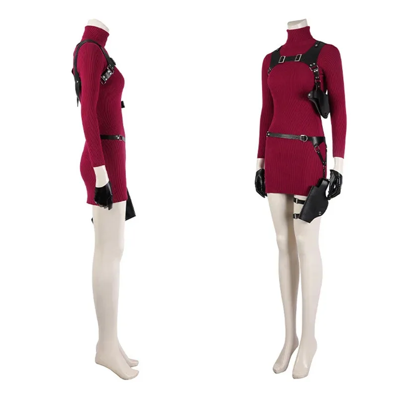 Strój Cosplay Ada Wong Resident Evil 4 CyFemale Sukienka Pasek Kostiumy Fantazyjne Przebranie na Halloween Karnawał dla Dorosłych Kobiet Dziewcząt