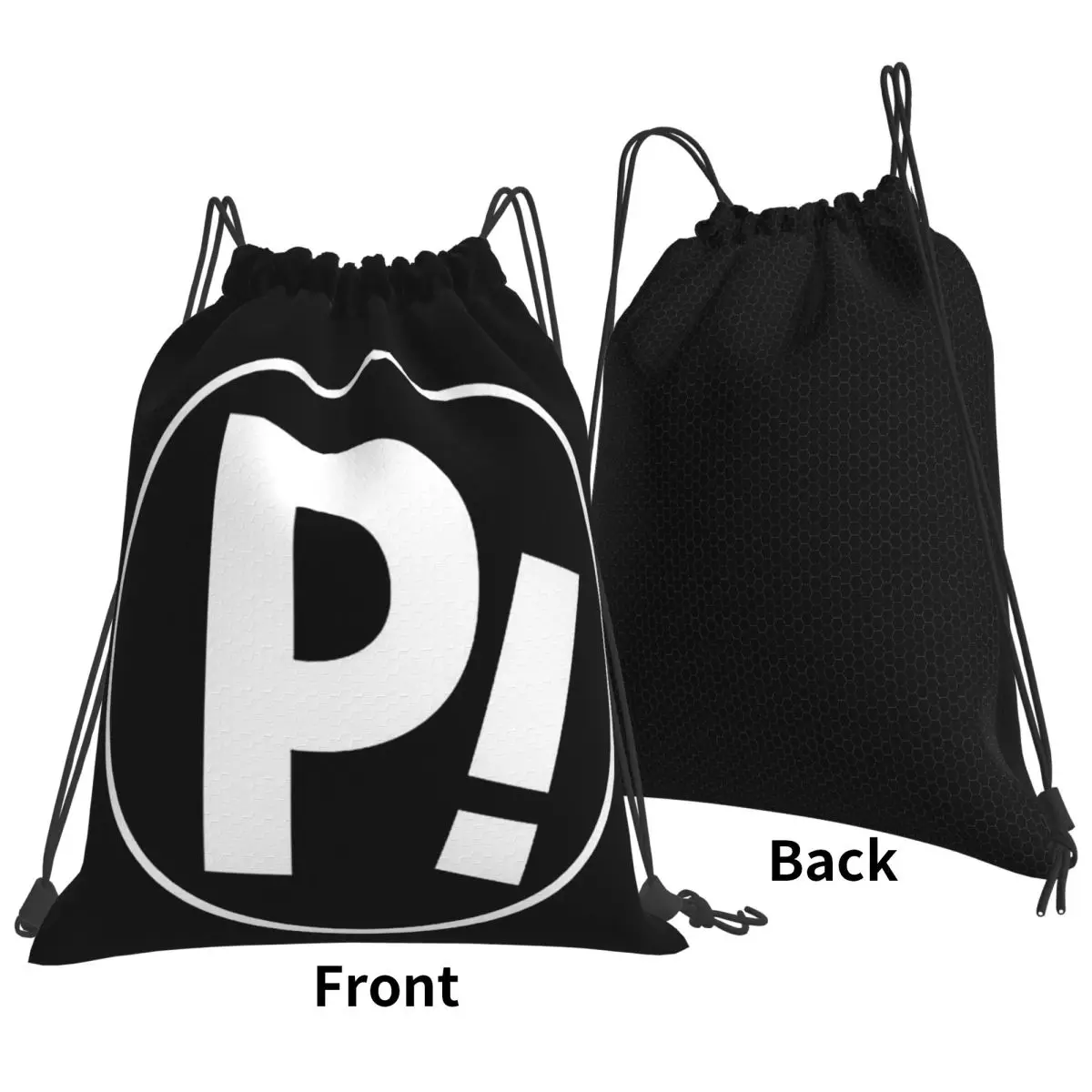 P! Logo Backpacks Casual Portable Drawstring Bags Sundries Bag Book Bags For Man Woman Students