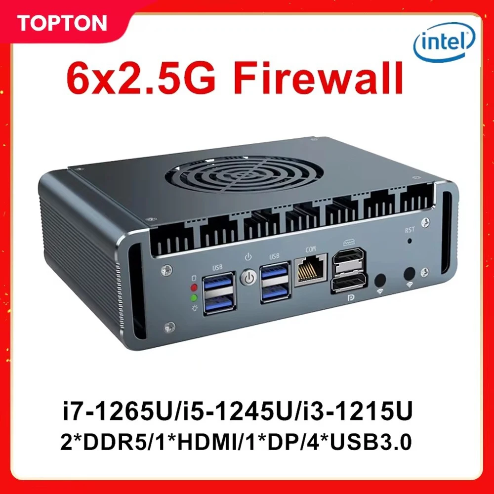 

New Firewall Appliance Mini PC 12th Gen i7 1265U N100 6x2.5G intel i226-V i5 1245U DDR5 NVMe pfSense Firewall Router PC AES-NI