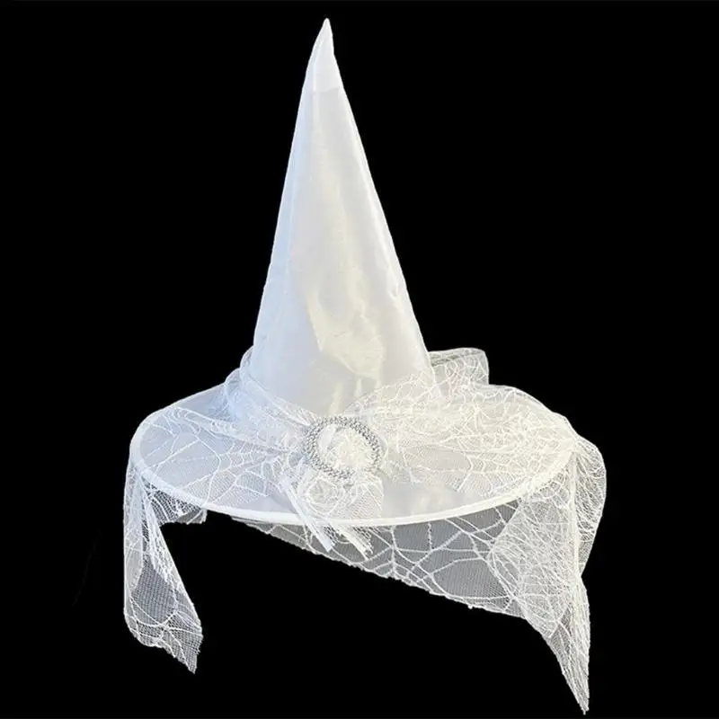 31BB Party Hats Witch Hat With Veil Adult Costume Wizard Hat Magican Hat Cap Halloween Witch Hat Fashion Hat