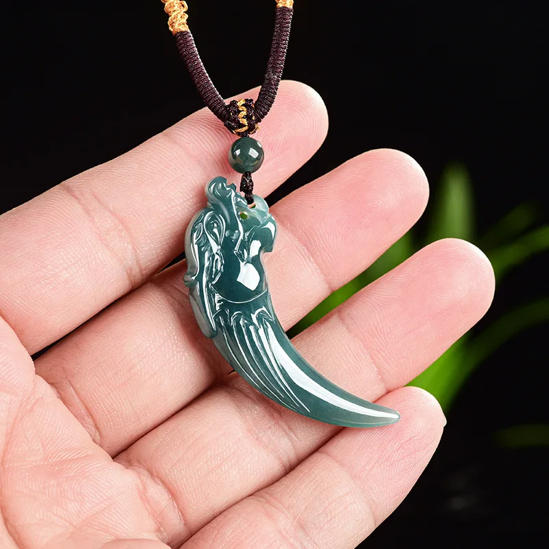 

Мьянманский жадеитовый кулон с драконом, резной амулет, дизайнерский натуральный драгоценный камень, ювелирные изделия, роскошный винтажный настоящий нефрит, модное очаровательное ожерелье