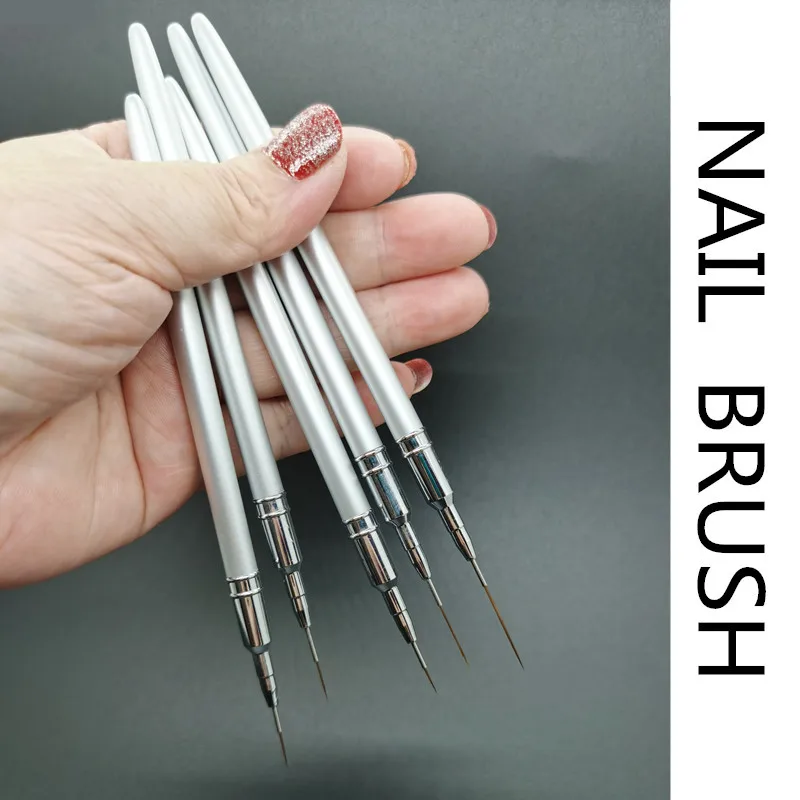 Silvery Nail Liner Brushes Gel Nail Art Brush Nail Polish Painting Brush Nail Art Design Brush Pen Set Drawing Pen for Gel