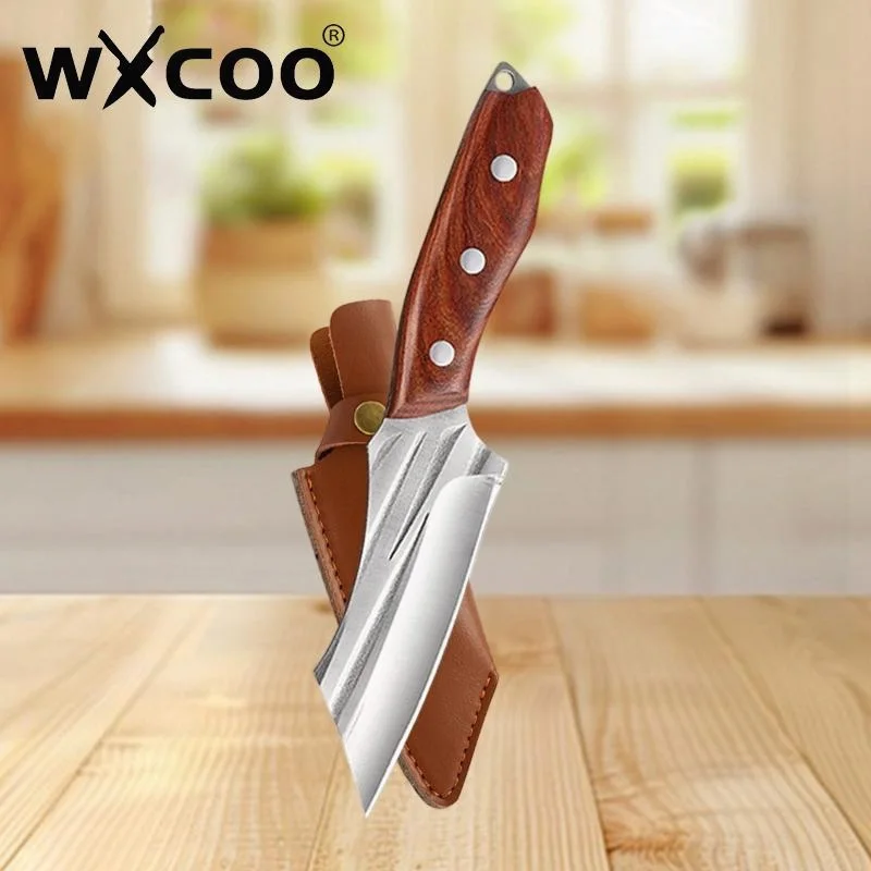 WXCOO Metzger Ausbeinmesser Koch Kochmesser Holzgriff Handgeschmiedete Klinge Küchenmesser Hackmesser Fleisch Obst Fisch Schneidemesser