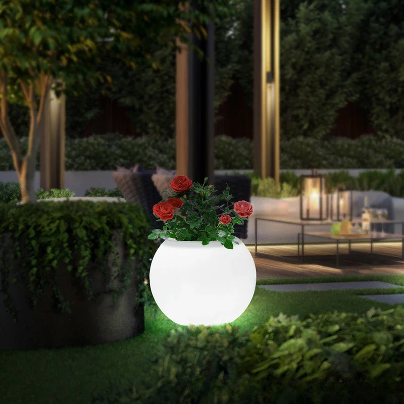 Modern PE Plastic Led 16Color Flower Pots Garden Planters Rechargeable Lithium Battery Plastic Pots For Plants Floor Garden