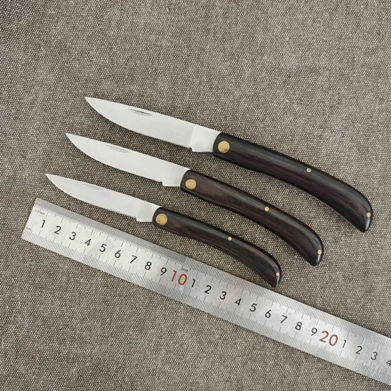 

Карманный складной нож с ручкой из черного дерева 5CR15, острый маленький карманный нож из нержавеющей стали для кемпинга на открытом воздухе