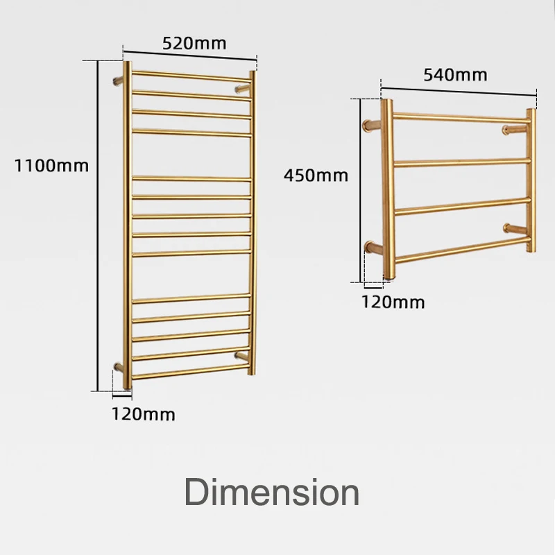 Imagem -03 - Toalheiros de Elétrico Instalação de Fio Escondido Luxo Ouro Aquecedor Alta Qualidade Novo 110v 220v 2023 Aço Inoxidável 304