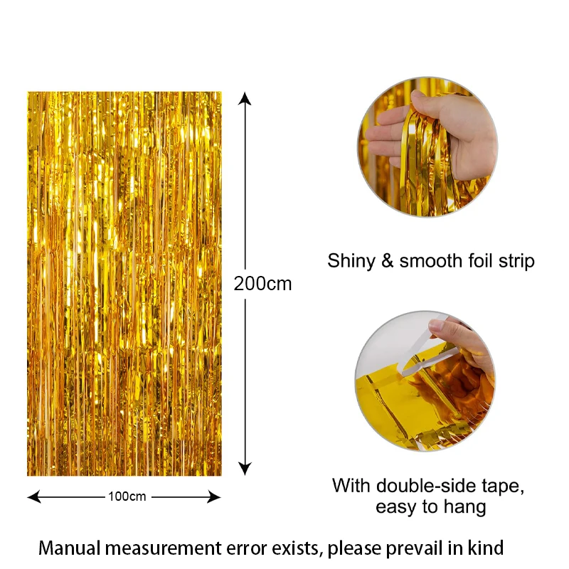 Golden Glitter Tassel Background Decoration, Ceremony, Bachelorette, Wedding, Birthday Party Decoration, Photography Props 1m*2m image 2