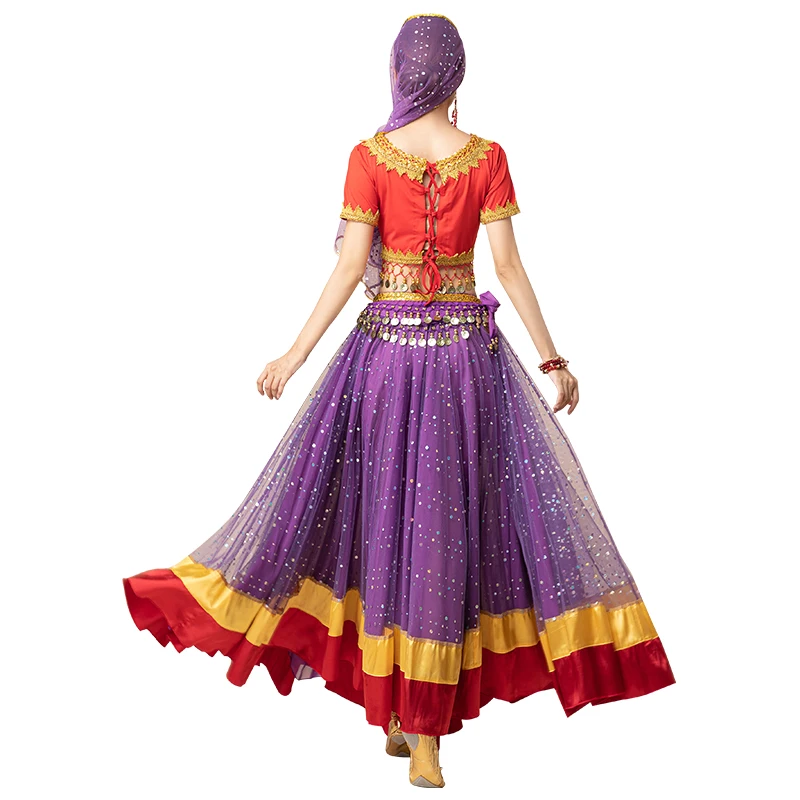 Women Belly Dance Outfits Indian Dance Bollywood Dress Costume Set Party Festival Halloween Performance Top Long Skirt