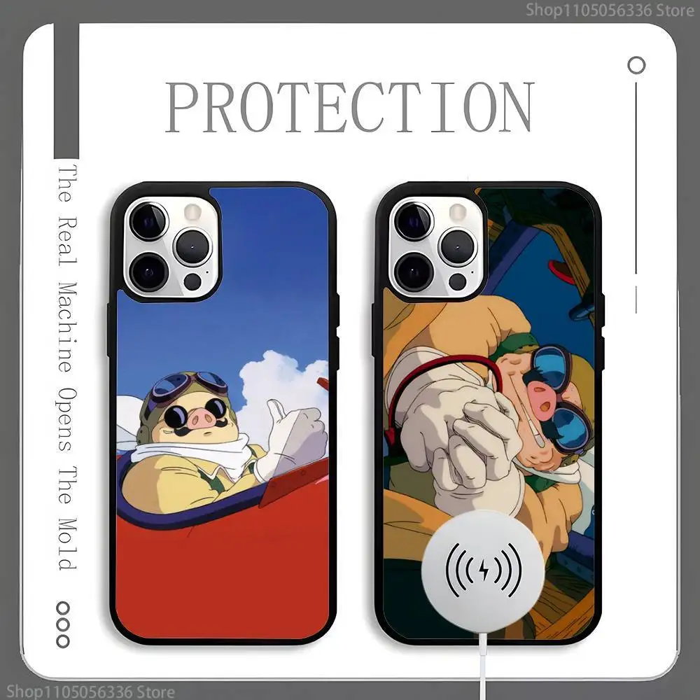 

Anime Cool Red Pig Phone Case For Magnetic Wireless Charge Cover For iphone 16 15 14 13 12 11 Pro Max Plus Coque