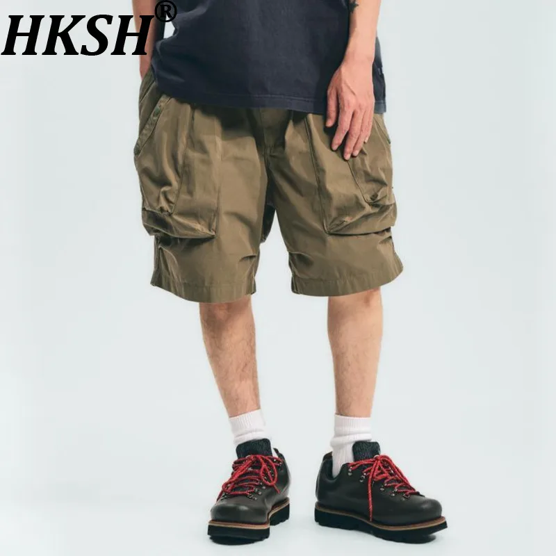 

HKSH Spring Summer New Men Tide Elastic Waist Blend Casual Three-Dimensional Pockets Cargo Pants Chic Ins Shorts Trendy HK22244