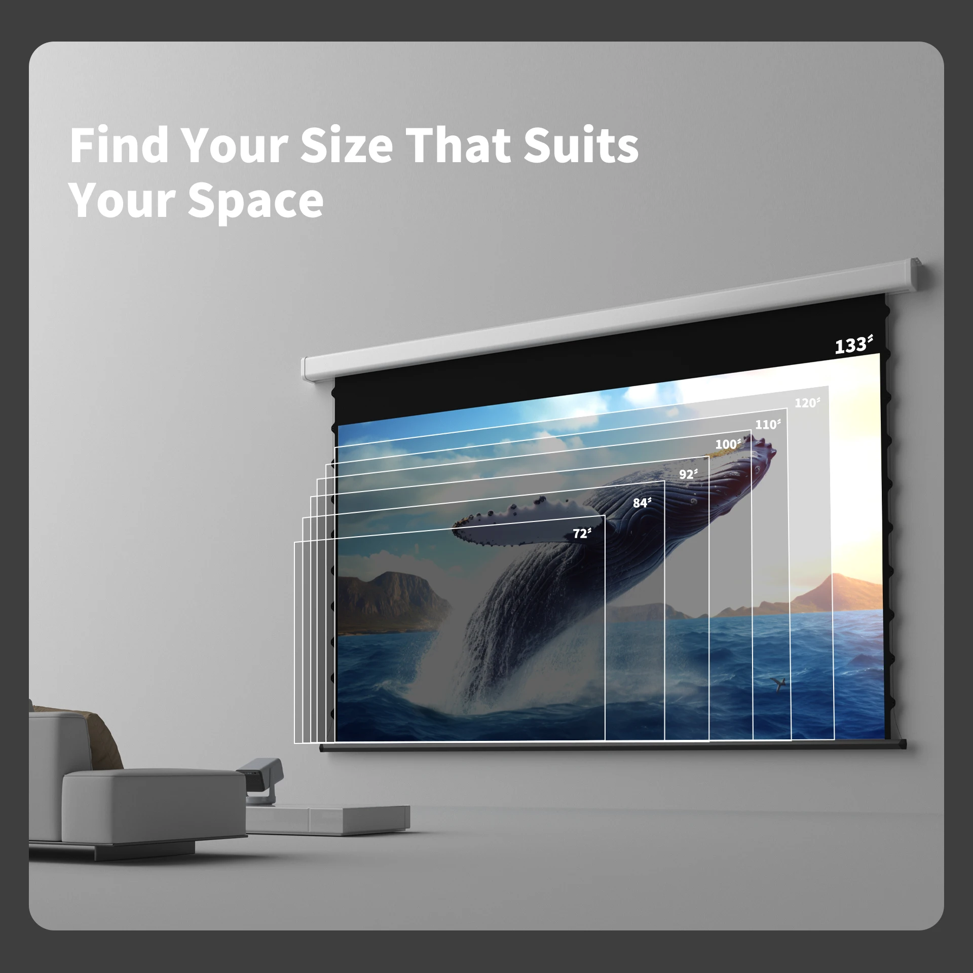 [Controle inteligente] 72-133 polegadas Wupro Automático 16:9 4K 3D ALR Tela de projetor elétrica motorizada resistente à luz ambiente