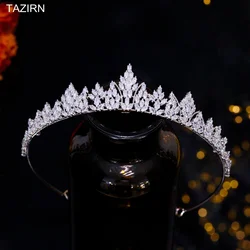 New 5A Zirconia Small Wedding Crowns and Tiaras for Women CZ Princess Girls Birthday Handmade Headdress Sweet 16 Headwear Gifts