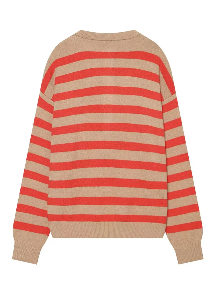 HH Lazy Effortless Camel Red Knit Top Women Autumn Winter Comfy Long Sleeve Relaxed Fit Casual Daily Coffee Run Chic Fashion