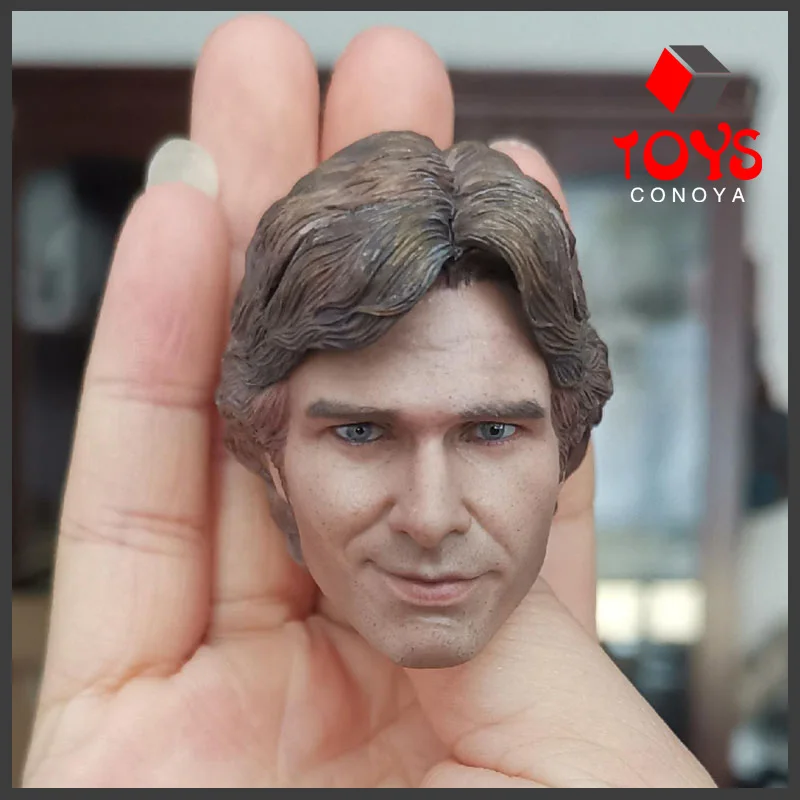 1/6 Scale Han Solo Head Carving Smiling Harrison Ford Head Sculpt Model Fit 12'' Male Soldier Action Figure Body Doll