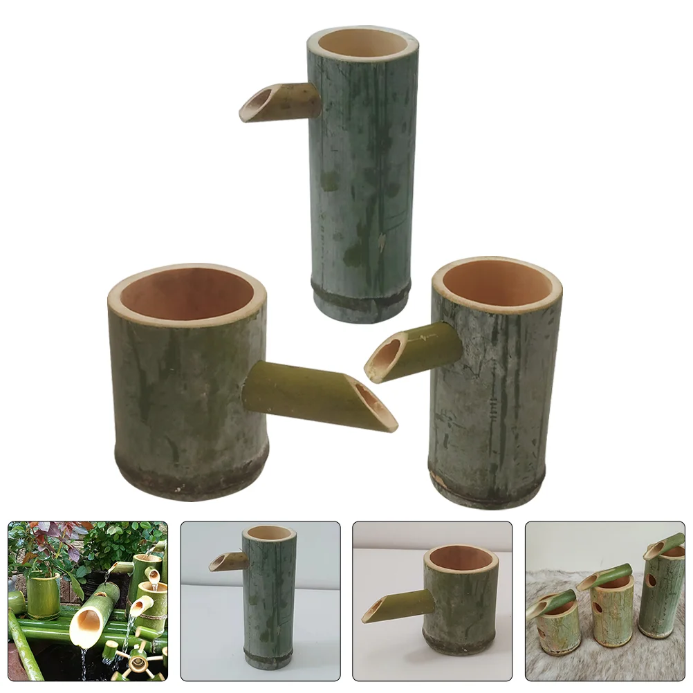 

3 Pcs Bamboo Water Fountain Vessel Sink Faucet Decor Fish Tank Accessories Plant Cycling Fountains 20cm 15cm 10cm Diameter 7 9cm
