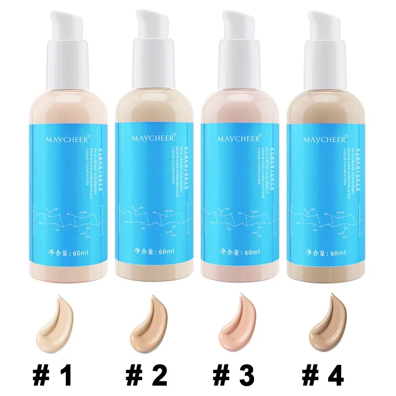 

New 60ML Hyaluronic acid bb cream 4 Color skin liquid foundation for Whitening Brightening Hydrating Concealer Dry foundation