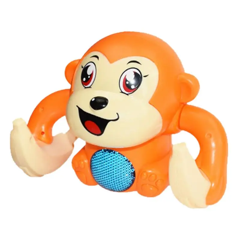 Brinquedo do bebê elétrico lançando macaco luz música crianças modelo animal brinquedo controle de voz indução dos desenhos animados rolamento banana