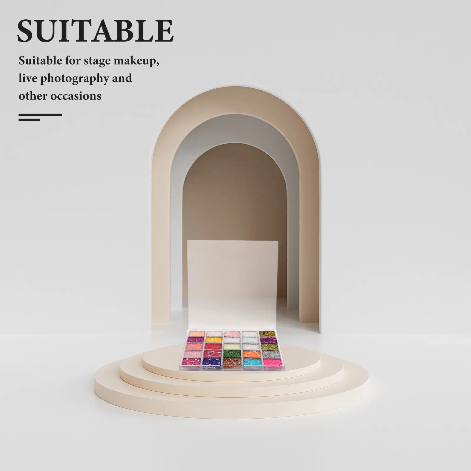 

Shimmer Glitter Eyeshadow Palette 18 Color Bright Pressed Powder Smooth Blendable for Photo Shoot Stage Makeup Glittery Face Eye