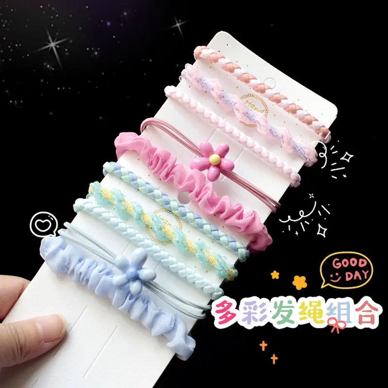 Sweet and cute cream colored pleated small intestine headband with elastic rubber band, high beauty headband, versatile