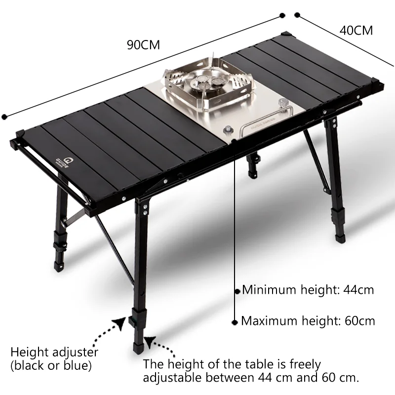 Camping IGT Tourist Table Adjustable Height Outdoor Portable Folding Aluminum Alloy Mobile Kitchen Table Grill Stove Equipment