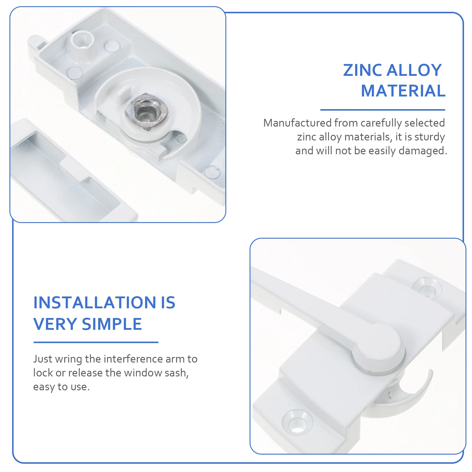 

2 Sets Crescent Lock Accessories Zinc Alloy Sash Locks Sliding Window Security Baby Safety Easy Install Durable Sturdy for Hung