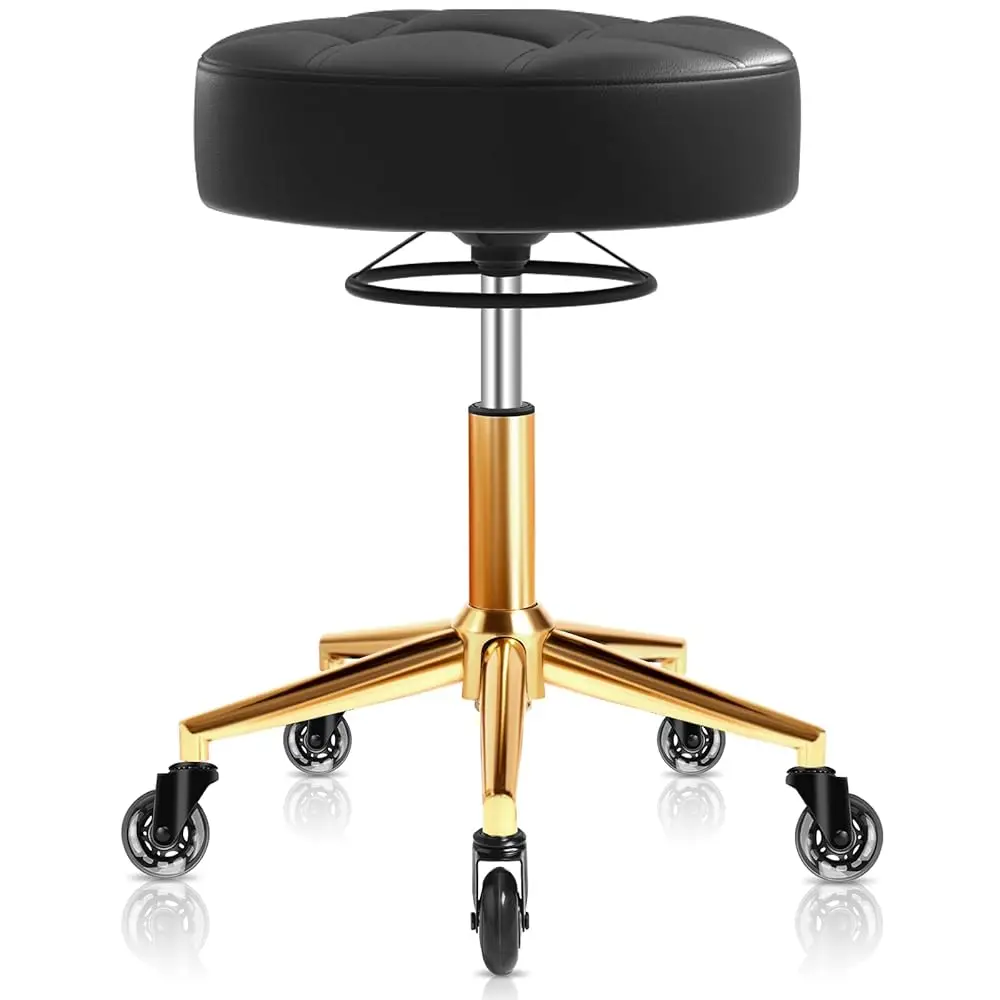 

Rolling Stool Heavy Duty 450lbs - Reinforced with Golden Alloy Steel, Super Soft Thick Cushion, 360° Swivel, Smooth Rolling N