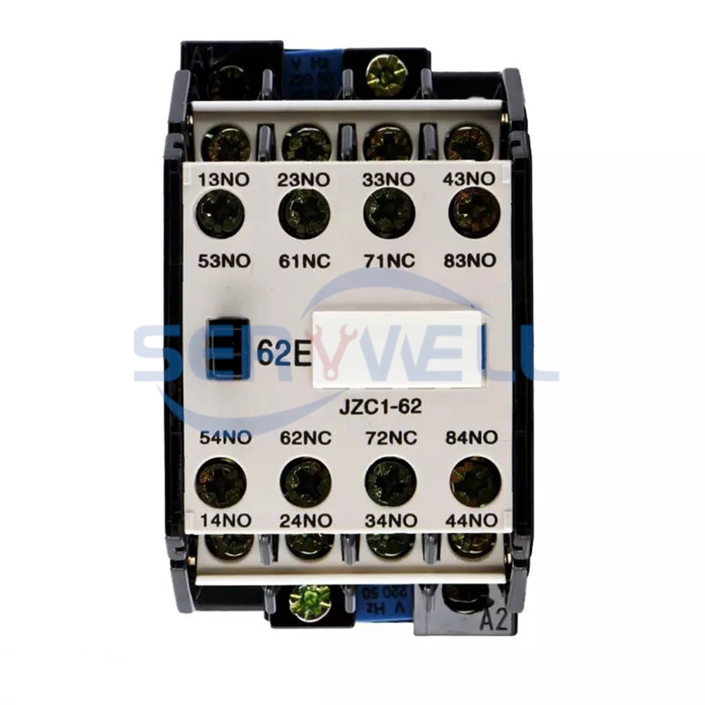 1Pc JZC1-62 AC Contactor Type Intermediate Relay 220V 10A Coil 3Phase 3P 6NO+2NC 35mm DIN Rail DC24V AC24V/36V/110V/220V/380V