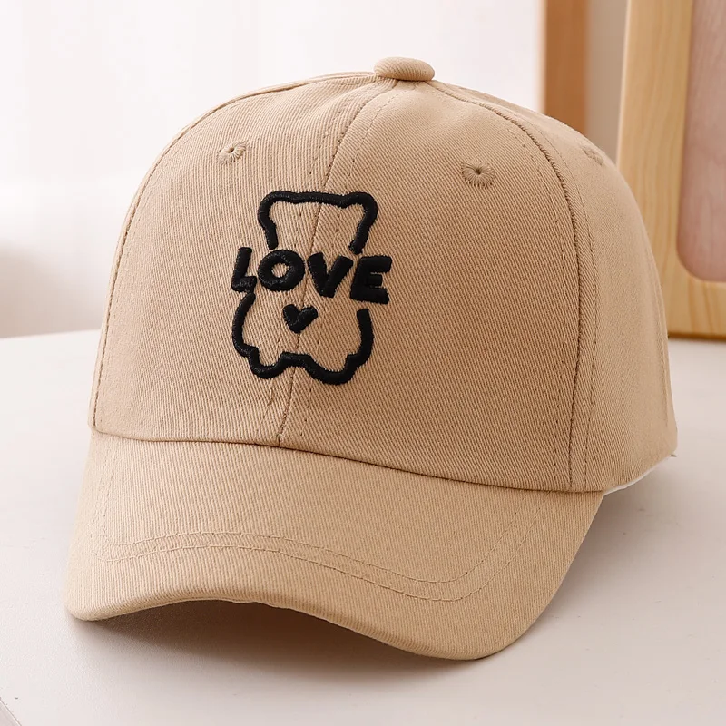 Sombrero de béisbol con bordado de amor, estilo simple y adorable, diseño de oso hueco, modelo para niños, ideal para el uso diario