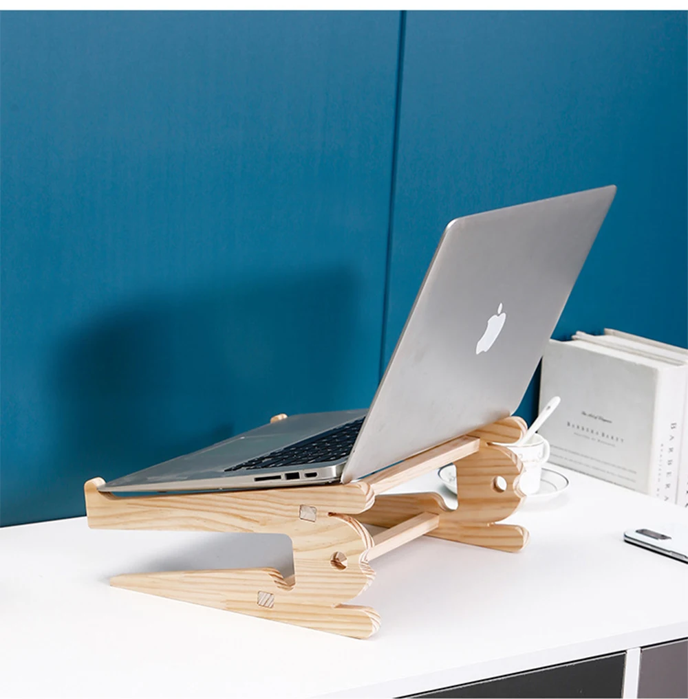 Detachable Wooden Notebook Holder Accessories For Desk 10-17 inch Macbook Air Pro 13 15 Universal Wood Laptop Stand