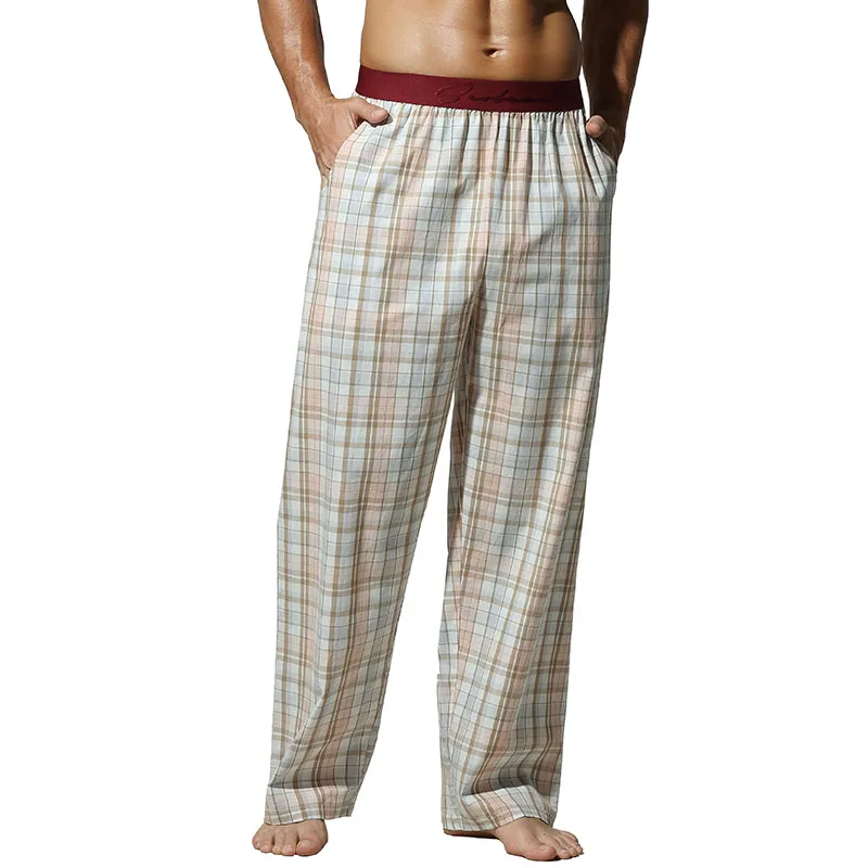 Men's Plaid Pajama Pants Loose Fit Elastic Waist Soft Cotton Casual Home Lounge Checkered Print Sleep Trousers