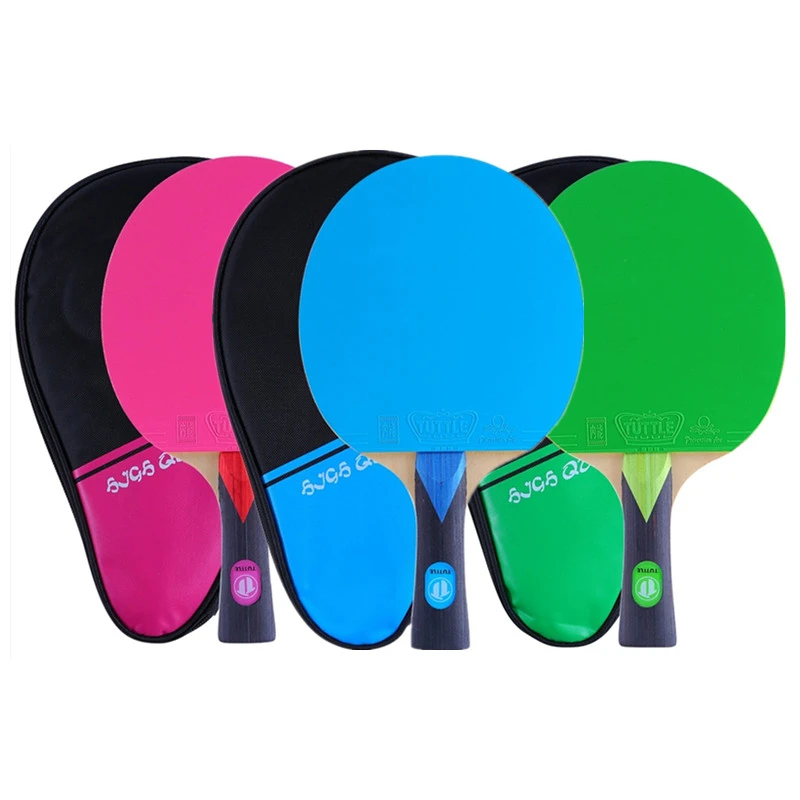 

Tuttle Handmade Colorful Table Tennis Racket,7 plywood Carbon Blade + Pink Green Blue Positive Energy Rubber Sheet for Children