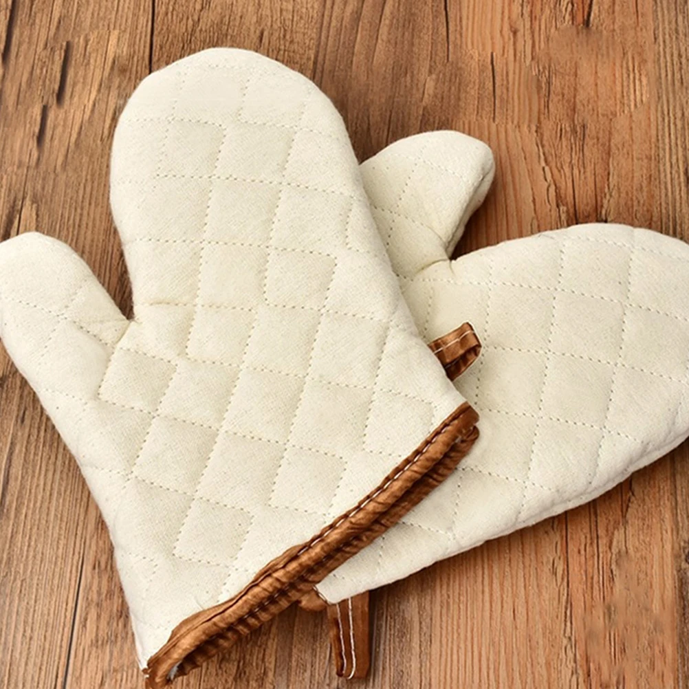 

2 Pcs Insulation Gloves Oven Hot Mitts for Kitchen Heat Resistant Mittens Baking Cotton Pot