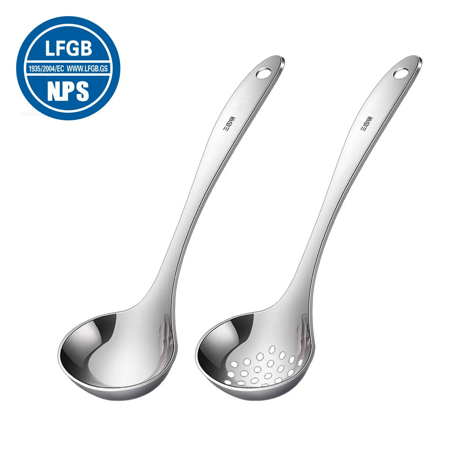 

LFGB Certificated 304 Stainless Steel Spoon and Colaner Set Family Kitchen Soup Ladle Serving Tableware for Home Party Dinner