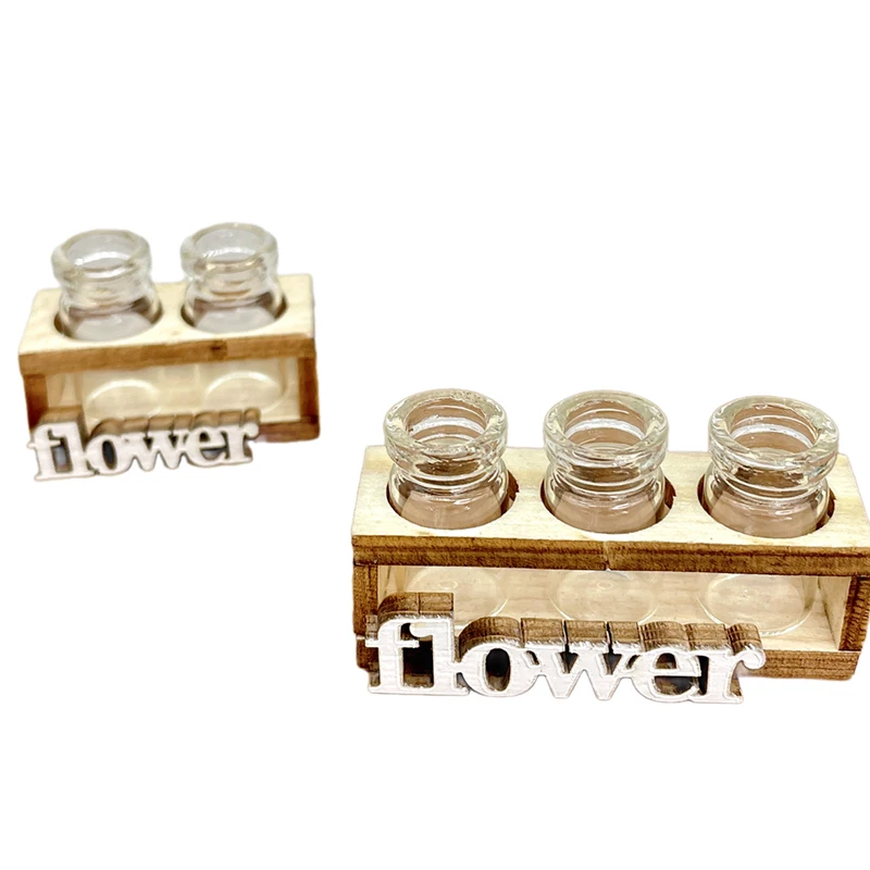 

[JN] 1 комплект: миниатюрная деревянная подставка для цветов с гидропоникой и стеклянной вазой для кукольного домика, масштаб 1/12