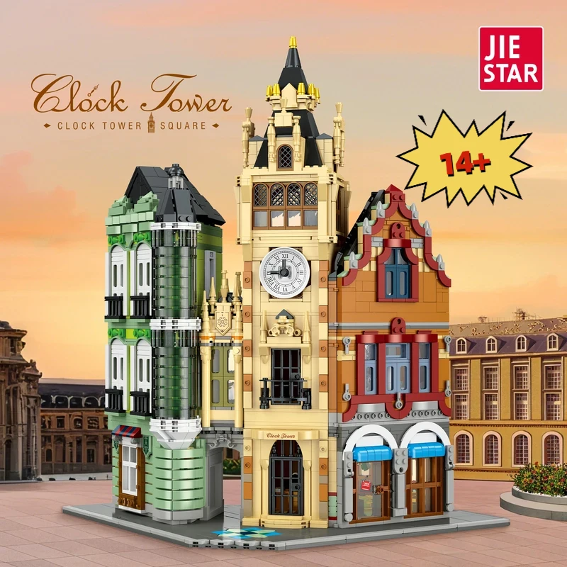 

Creative Clock Tower Square Building Block Street view European Modular Architecture kids boys Toy puzzle Christmas Gift 3023PCS