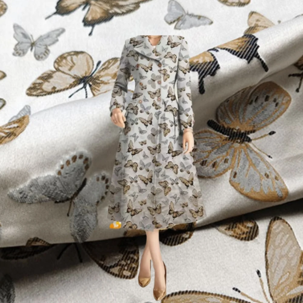 

Парчовая жаккардовая ткань, ветровка с бабочкой, костюм, платье, одежда, ткань, брендовый модный дизайн, шитье, оптовая продажа, материал на метр