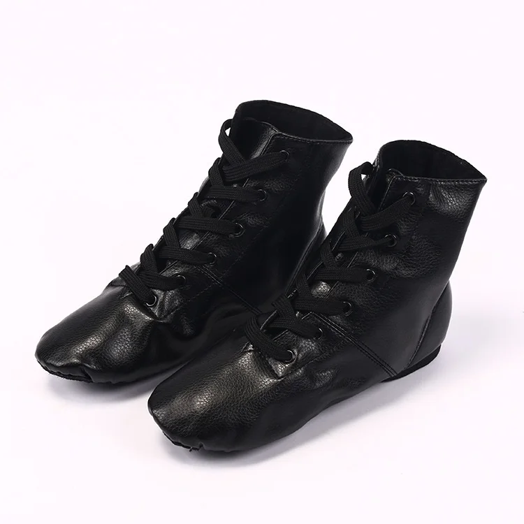 Dance Shoes Leather Canvas High Top Jazz Dance Shoes Male Adult Soft Soled Female Flat Training Boots Children Sneakers