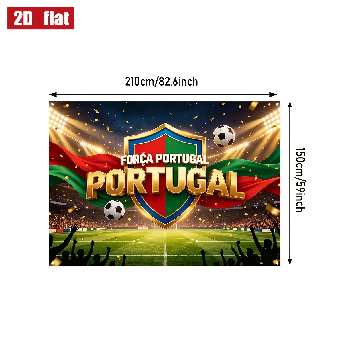 Portugal Flag Football Soccer Poster Fan Art Wall Decor Sports Banner Stadium Aesthetic With 4 rings Game Day Decoratives