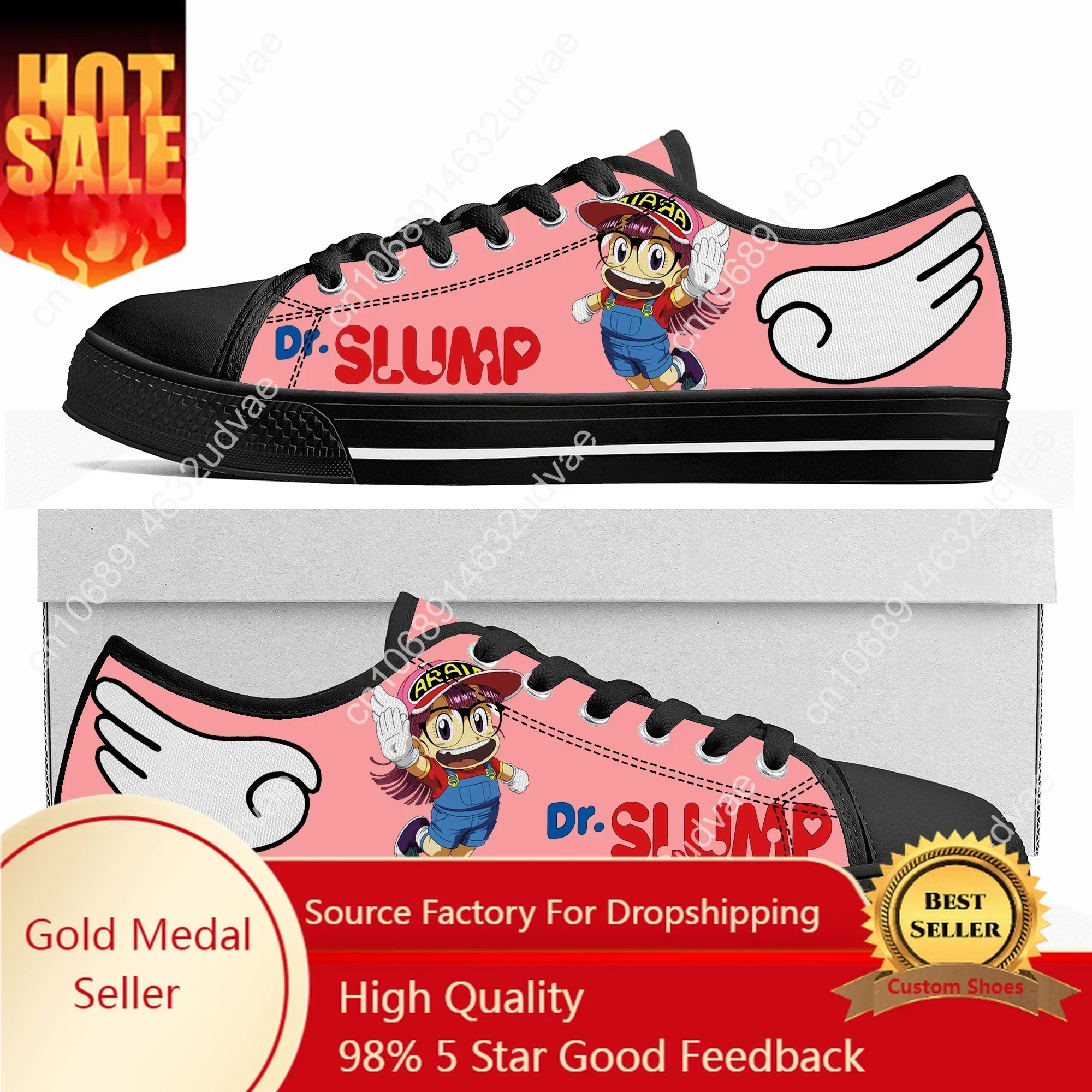 Japan Anime Cartoon A-Arale Dr Slump Low Top Sneakers Mens Womens Teenager High Quality Canvas Sneaker Couple Shoes Custom Shoe