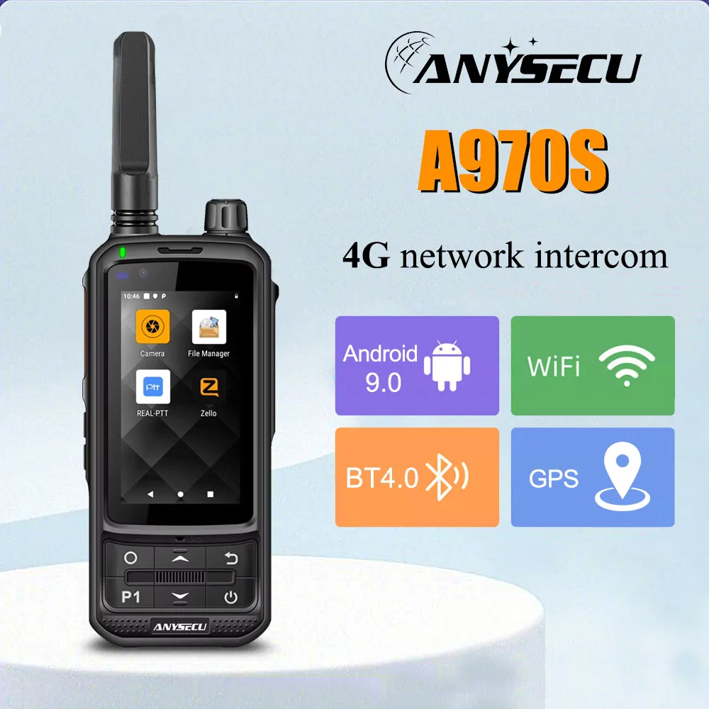 Anysecu A970s Android Wifi Zello 4g Poc Real Ptt Star Sim Card Ham Push To Talk Radio Communication Two Way Radio Portable