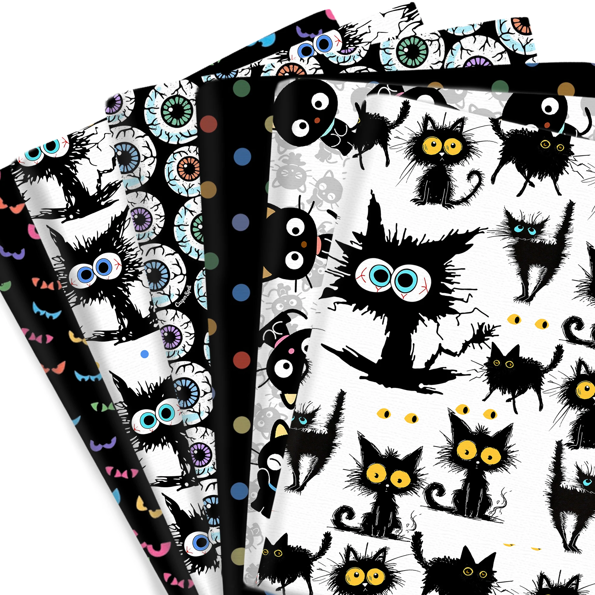 50*145cm globo ocular de terror Halloween Crazy Cat tela de algodón de poliéster para costura de tejidos tejidos acolchados Material de costura