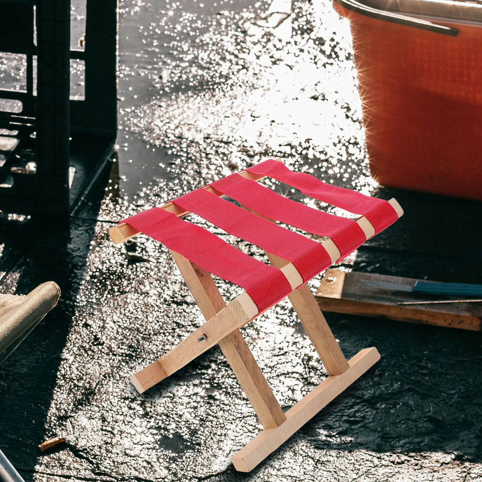 

Wooden Folding Garden Fishing Bench Multi-Function Collapsible Stool Compact Portable Camping Fold-Up Stool Carp Fishing Chair