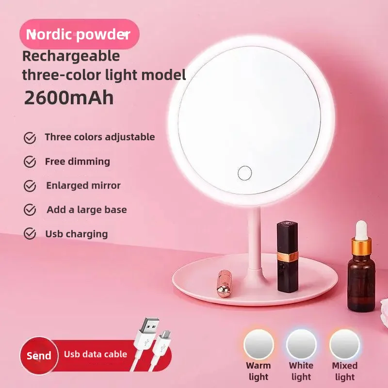 Makeup Mirror With Light White LED Daylight Vanity Mirror Detachable/Storage Base 3 Modes Mirror With Light Gift USB Cable