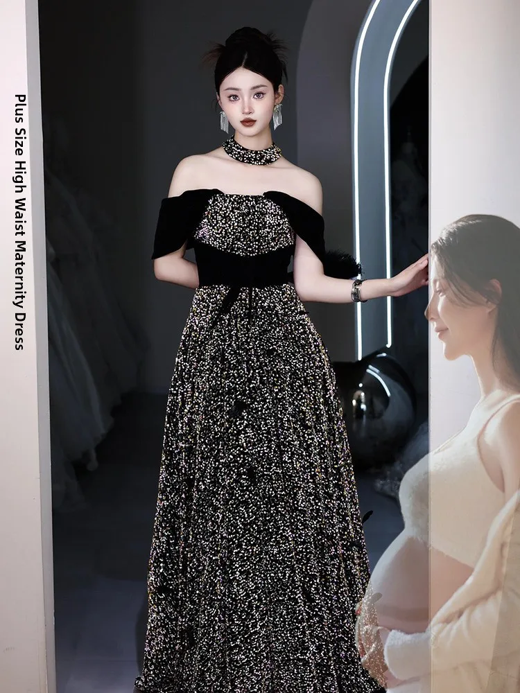 

Вечернее платье Materni на одно плечо с завышенной талией, свадебное, больших размеров, для ужина, для ведущей, официальное, с юбкой А-силуэта