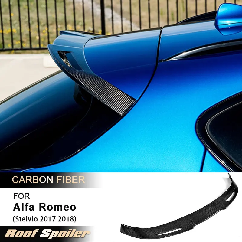 

Car Rear Roof Spoiler Wings for Alfa Romeo Stelvio 2017 2018 Base Sport Quadrifoglio Rear Window Trim Wing Full Carbon Fiber FRP