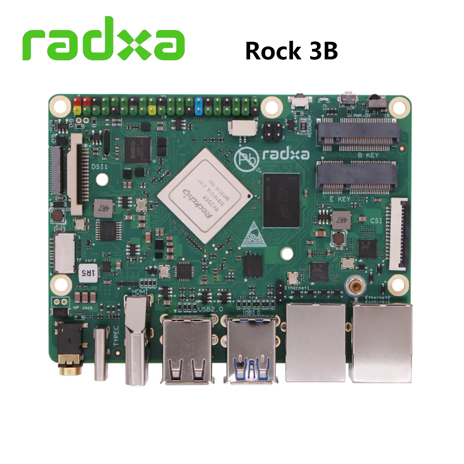 

RADXA ROCK 3B Quad core Cortex‑A55 (ARM v8) 64‑bit SoC @ 2.0GHz An Pico-ITX form factor SBC Development Board